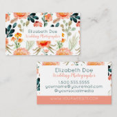 Peachy & Green Floral Business Card Visitenkarte (Vorne/Hinten)