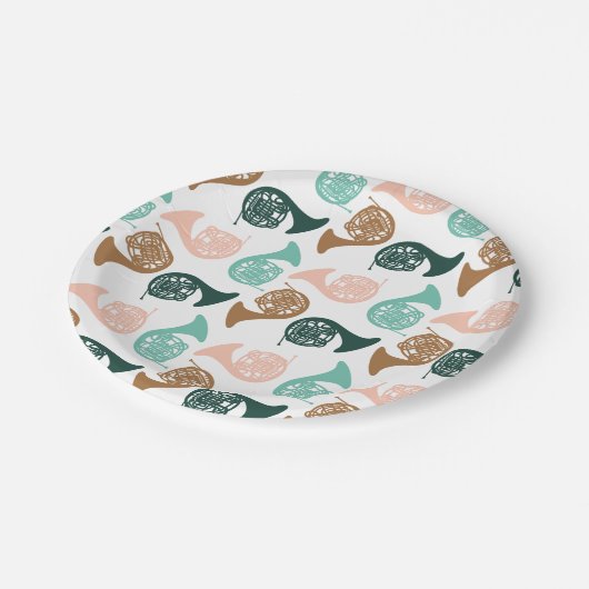 Peachy Green Horn Pappteller (Schrägansicht)