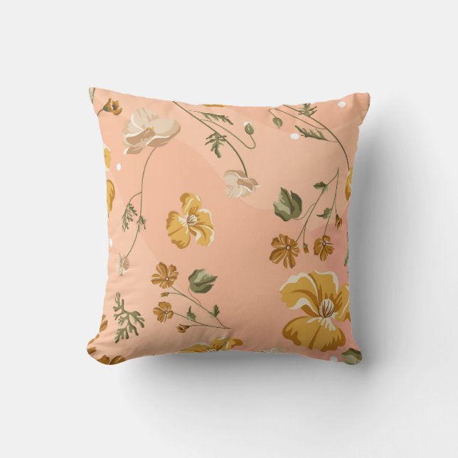 Peachy kee Blumenmuster Kissen (Vorderseite)