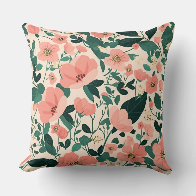 Peachy-Keen Flower Pattern Kissen (Vorderseite)