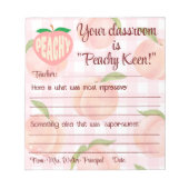 "Peachy Keen" positive Note Principal an Lehrer Notizblock (Vorderseite)