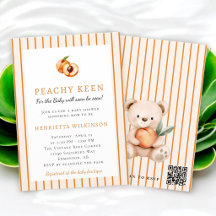 Peachy Keen Wasserfarbe Pfirsich-Baby Shower-Einla