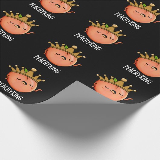 Peachy King Funny Peach Pun Dark BG Geschenkpapier (Ecke)