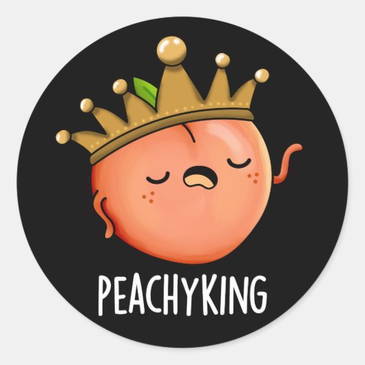 Peachy King Funny Peach Pun Dark BG Runder Aufkleber (Vorderseite)