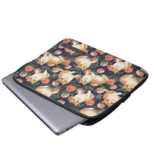 Peachy Kitten Custom Laptopschutzhülle (Vorne Knopf)