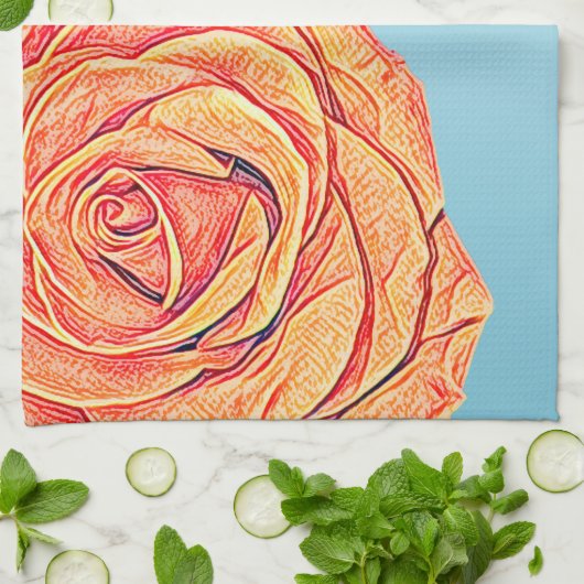 Peachy Mandarine Rose Geschirrtuch (Gefaltet)