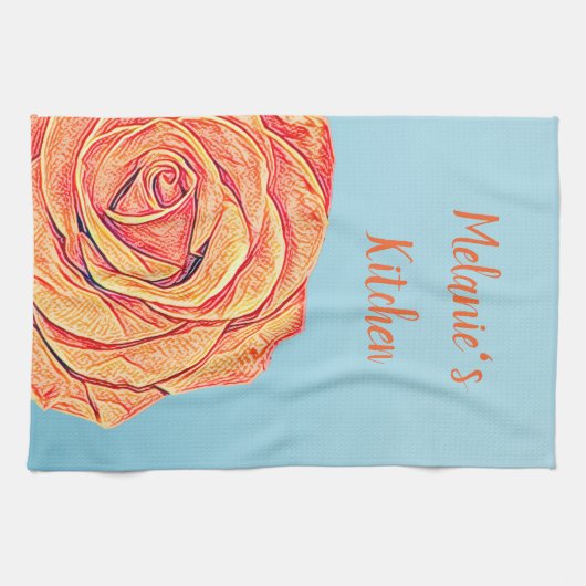 Peachy Mandarine Rose Geschirrtuch (Horizontal)