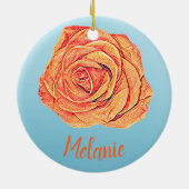 Peachy Mandarine Rose Keramik Ornament (Hinten)