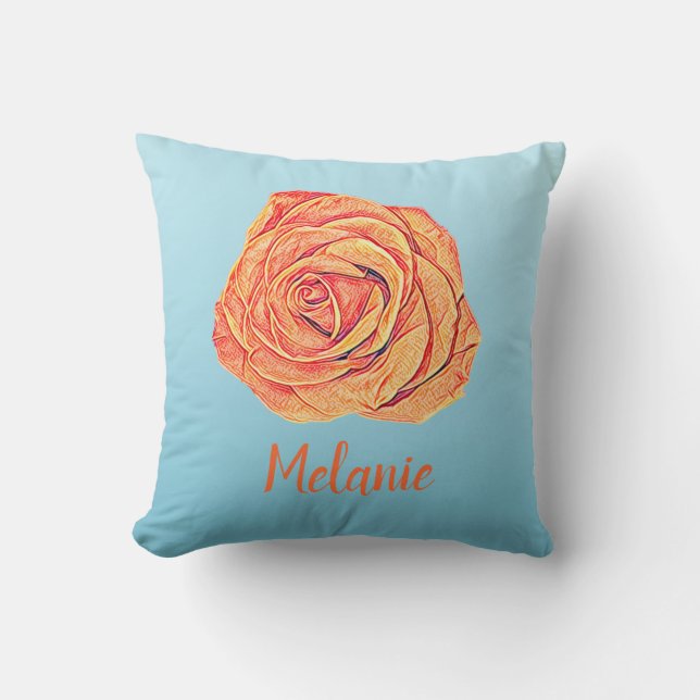 Peachy Mandarine Rose Kissen (Vorderseite)