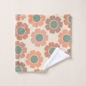 Peachy Neutral Floral Design Badhandtuch Set (Waschlappen)