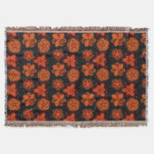 Peachy Orang Blume dunkles Muster Decke (Vorderseite)
