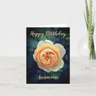 Peachy Orange Garden Rose Blume Happy Birthday Ankündigung
