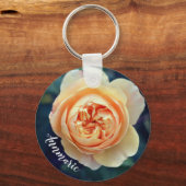 Peachy Orange Garden Rose Blume Personalisiert Schlüsselanhänger (Vorderseite)