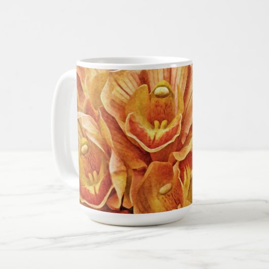 Peachy Orange Orchids Garden Tasse Art Cappella Sa (Vorderseite Links)
