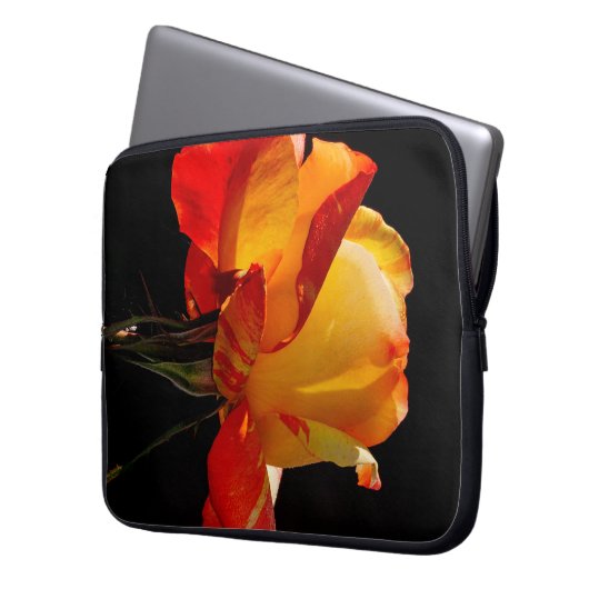 Peachy Orange Rose Laptopschutzhülle (Vorderseite Links)