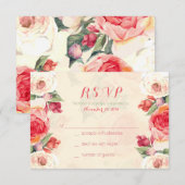 Peachy Peonies Response Cards RSVP Karte (Vorne/Hinten)
