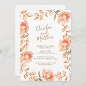 Peachy Peonies Wedding Einladung (Vorne/Hinten)