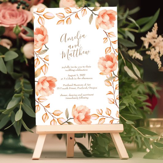 Peachy Peonies Wedding Einladung
