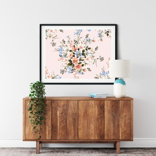 Peachy Pink Blume Bouquet Print Canvas Print Leinwanddruck