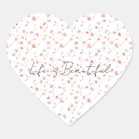 Peachy Pink Blush Bloral Glitzy Glitzer Herz-Aufkleber (Vorderseite)