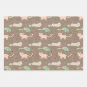 Peachy Pink Christmas Candy Canes Meowy Geschenkpapier Set (Vorderseite 2)