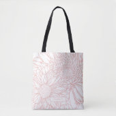 Peachy Pink Chrysanthemums Line Drawing with Name Tasche (Vorderseite)