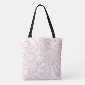 Peachy Pink Chrysanthemums Line Drawing with Name Tasche (Rückseite)