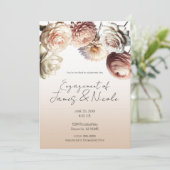 Peachy Pink Creamy Weiße Blume Blumenkohl Verlobun Einladung (Stehend Vorderseite)