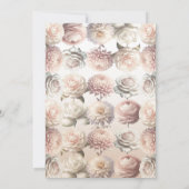 Peachy Pink Creamy Weiße Blume Blumenkohl Verlobun Einladung (Rückseite)