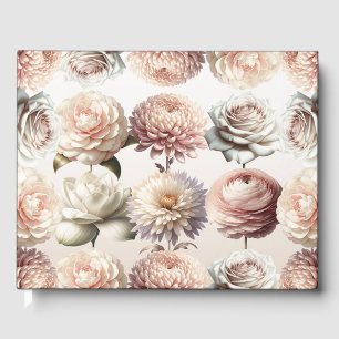 Peachy Pink Creamy White Blume Blumenzehen Gästebuch