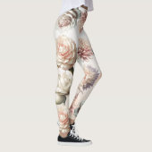 Peachy Pink Creamy White Blume Blumenzehen Leggings (Rechts)