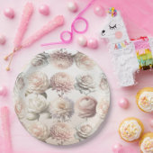 Peachy Pink Creamy White Blume Blumenzehen Pappteller (Party)