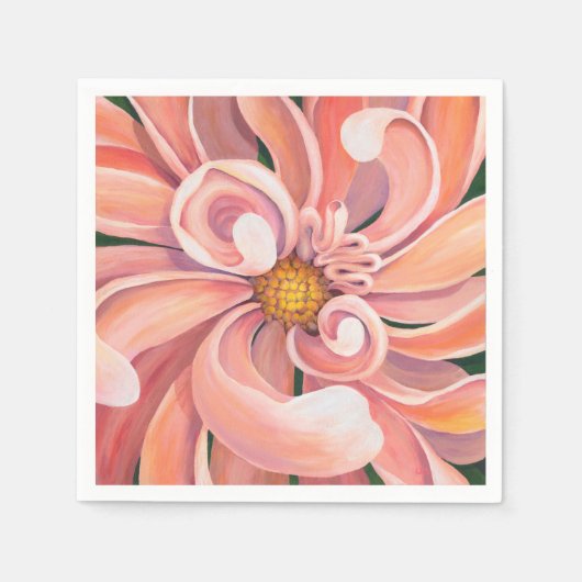 Peachy Pink Dahlia - Paper Party Napkins Serviette (Vorderseite)
