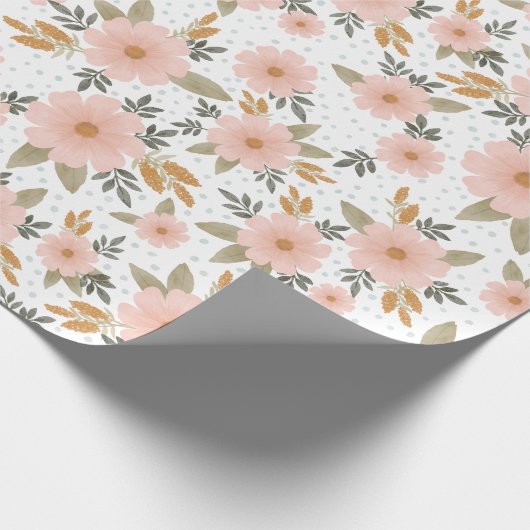 Peachy Pink Fall Floral Geschenkpapier (Ecke)