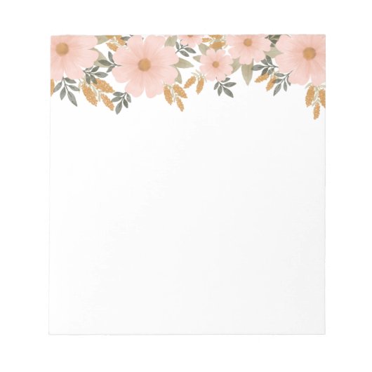 Peachy Pink Fall Florals Notizblock (Vorderseite)