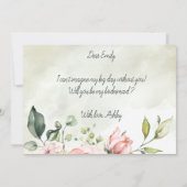 Peachy Pink Floral Aquarell Script Bridesmaid Einladung (Rückseite)