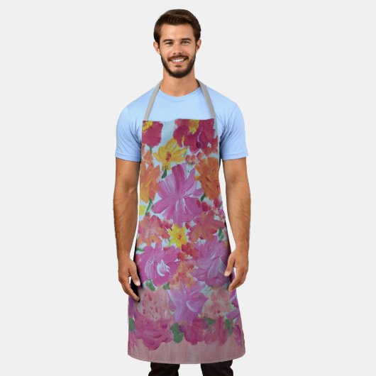 Peachy Pink Floral Schürze (Getragen)