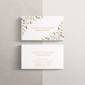 Peachy Pink Floral Wasserfarbe Elegante Visitenkarte