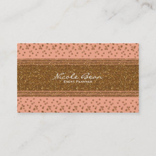 Peachy Pink & Gold Confetti Dots Business Card Visitenkarte