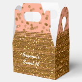 Peachy Pink & Gold Confetti Dots Gefälligkeitsboxe Geschenkschachtel (Geöffnet)