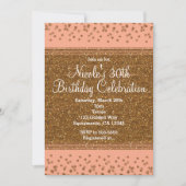 Peachy Pink & Gold Confetti Dots Party Einladungen (Vorderseite)