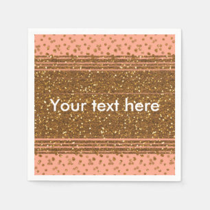 Peachy Pink & Gold Confetti Dots Party Napkins Serviette