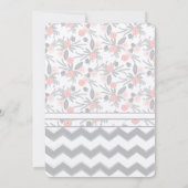 Peachy Pink Gray Flora and Fauna Wedding Einladung (Rückseite)