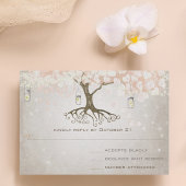 Peachy Pink Heart Leaf Wedding RSVP