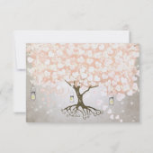 Peachy Pink Heart Leaf Wedding RSVP (Rückseite)