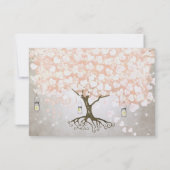 Peachy Pink Heart Leaf Wedding RSVP Karte (Rückseite)