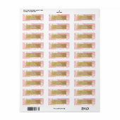 Peachy Pink & Imitate Gold Chic Moderne Adressenma (Vorne)