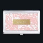 Peachy Pink & Imitate Gold Chic Visitenkartenhalte Visitenkarten Dose<br><div class="desc">Peachy Pink & Imitate Gold Chic Business Card Inhaber. Passende Visitenkarten verfügbar.</div>