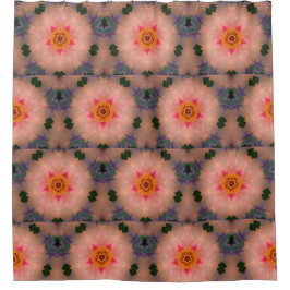 Peachy Pink Kaleidoscope Floral Duschvorhang
