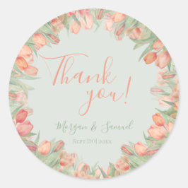 Peachy Pink & Mint Frühlingshuppen Vielen Dank Runder Aufkleber